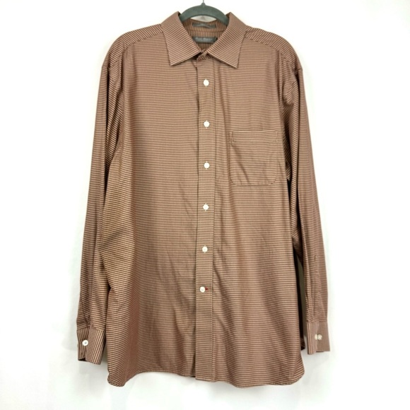 Daniel Cremieux Other - Daniel Cremieux Dress Shirt Mens XL Houndstooth Rust Brown Signature Collection